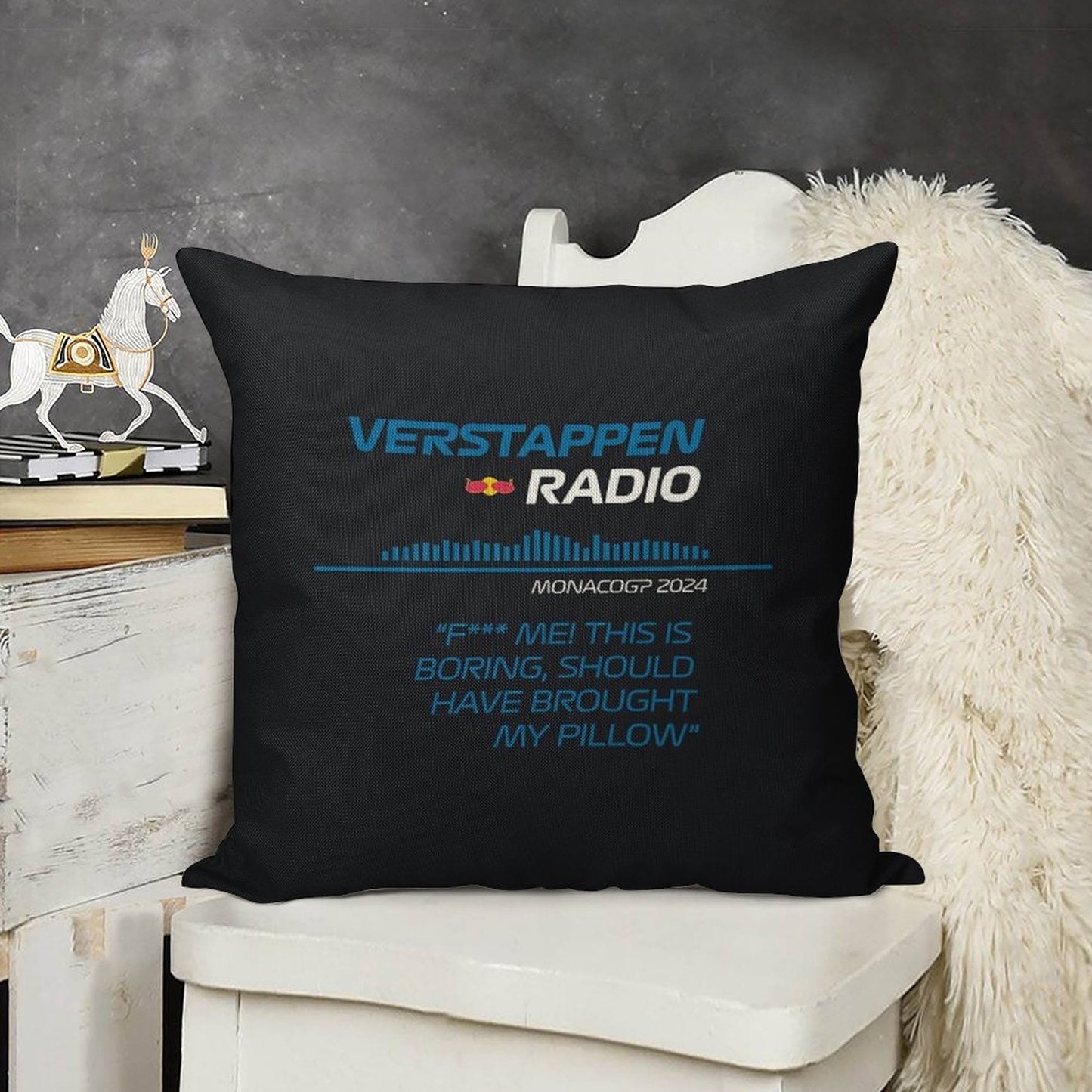 Verstappen Radio Monaco - Pillow Linen Throw Pillow Cover