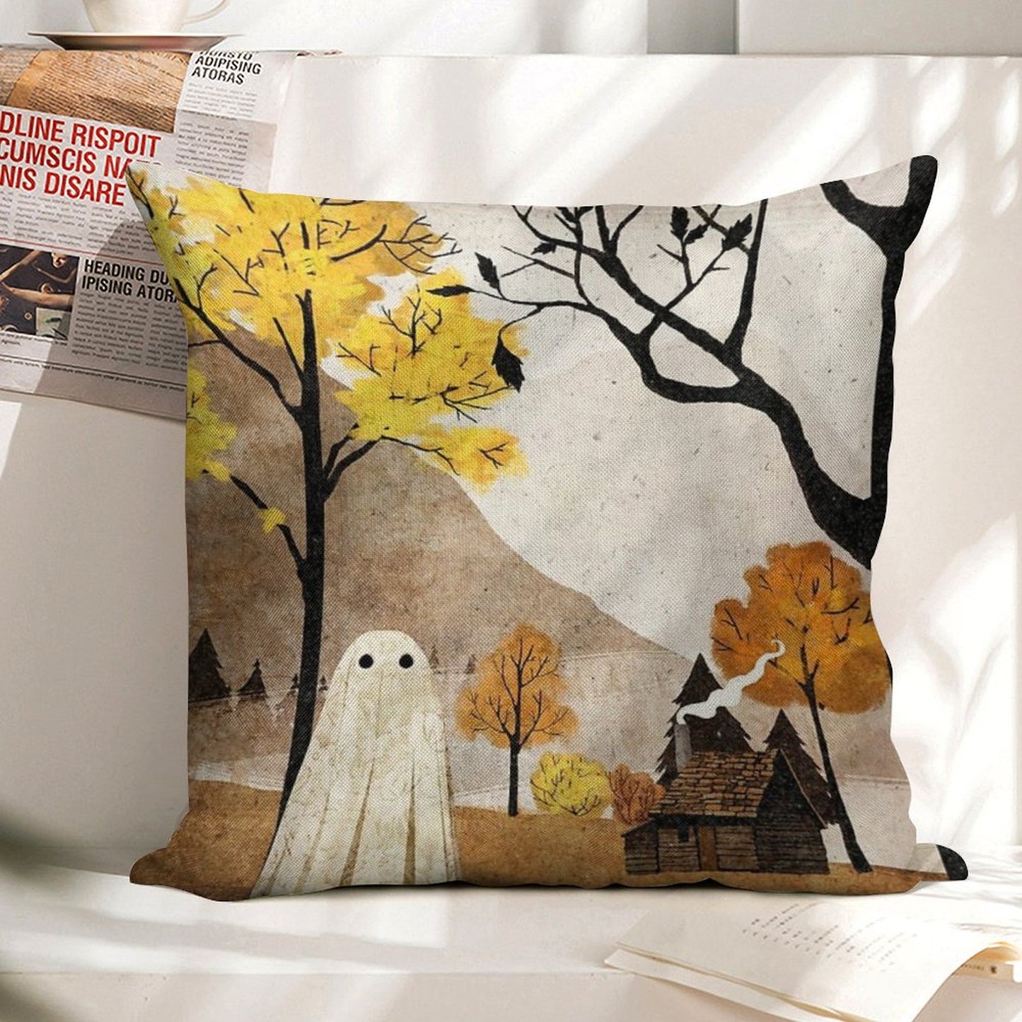 Walter in Autumn Linen Throw Pillow Cover