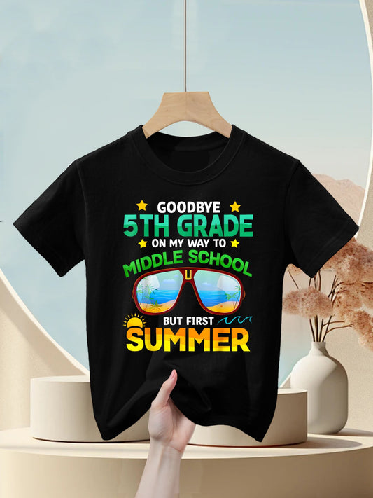 5th Grade Way To Middle School Grade First Summer Graduation Kids T-Shirt