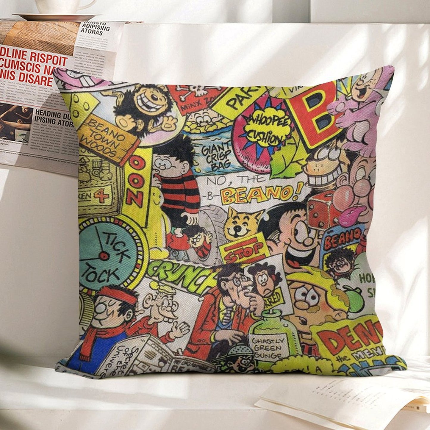 Beano Linen Throw Pillow Cover
