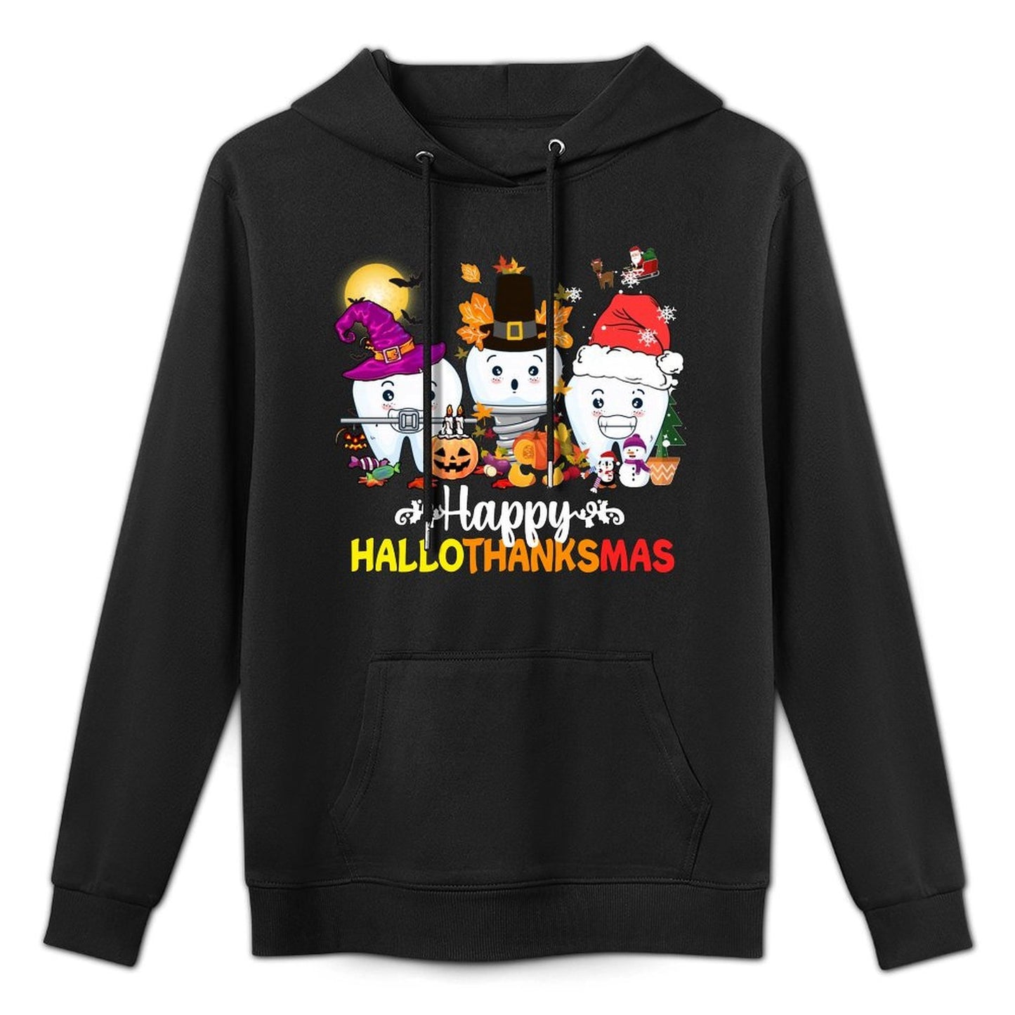 Dental Halloween Thanksgiving Christmas Happy HalloThanksmas Shape Retention Hoodie
