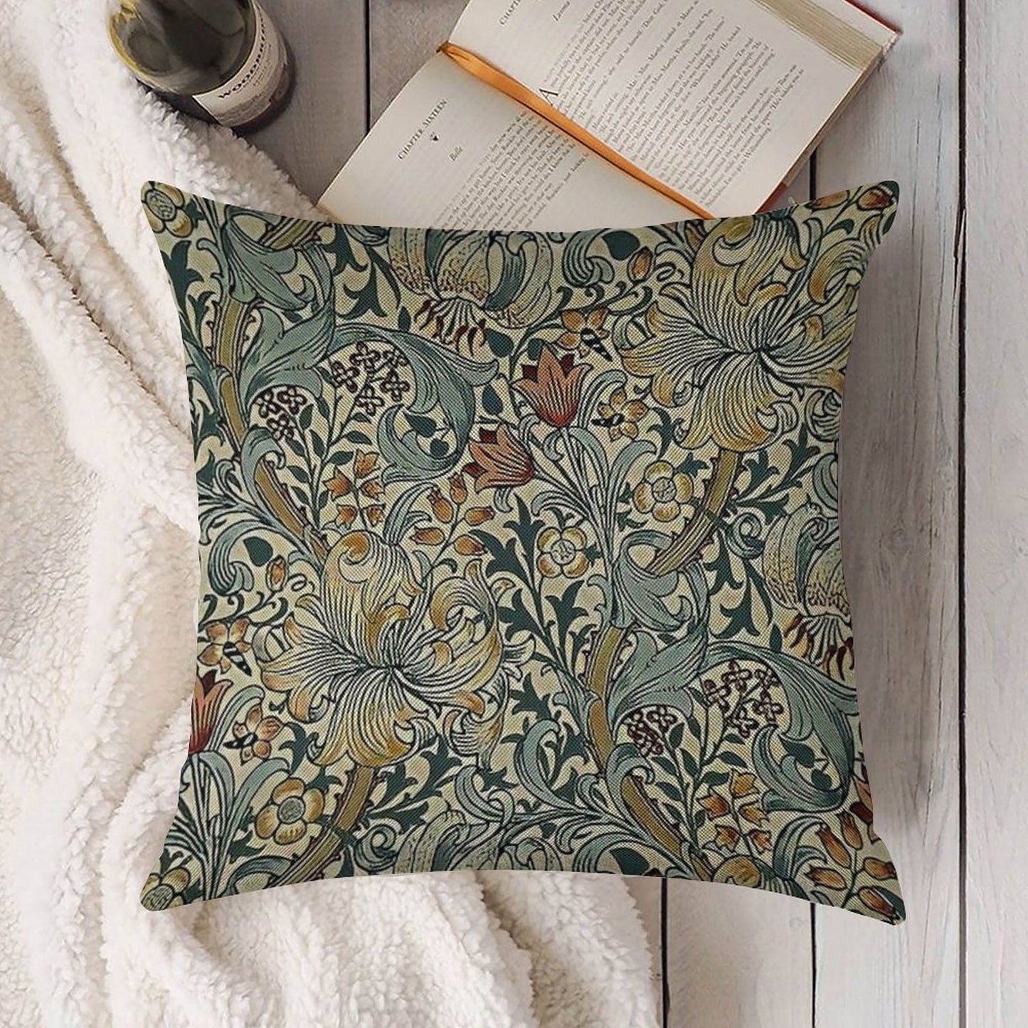 William Morris - Floral Design Linen Throw Pillow Cover