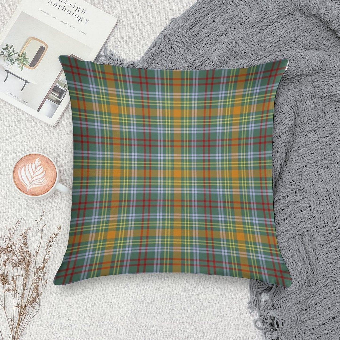 O'Brien Tartan Pattern Colorful Irish Plaid Soft Luxury Feel Throw Pillow