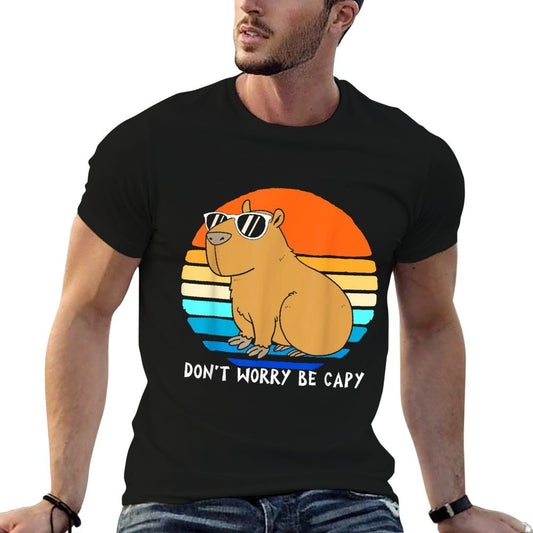 Retro Rodent Funny Capybara Dont Be Worry Be Capy  Trendy Pattern T-Shirt