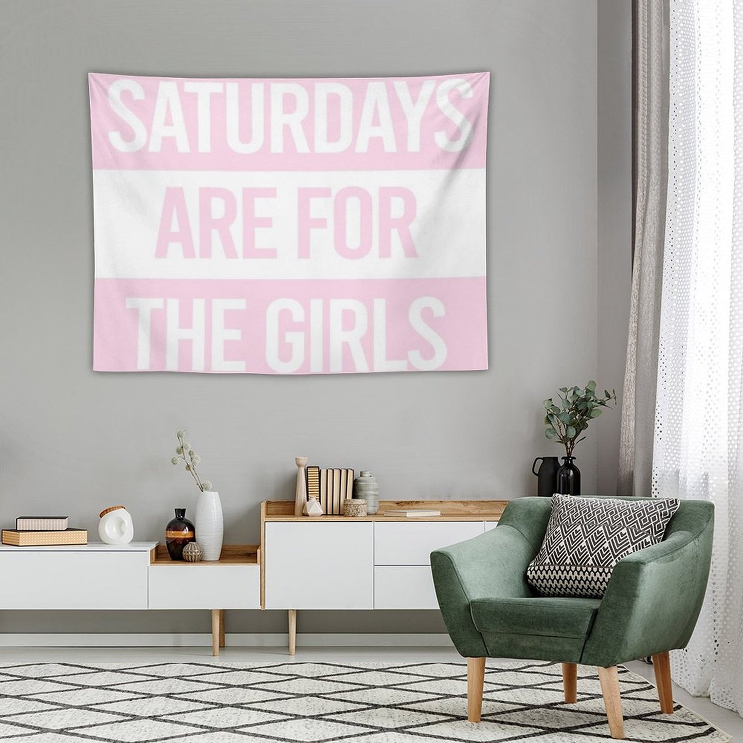Saturdays Are for The Girls Pink Tapestry