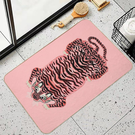 Pink Tibetan Tiger Rug Bath Mat