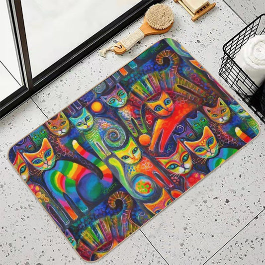Rainbow Cats Acrylics Bath Mat