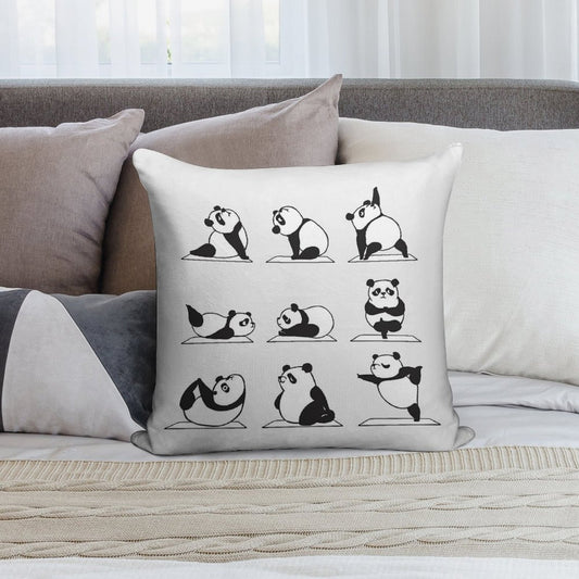Panda Yoga Soft Shrink-Resistant Throw Pillow
