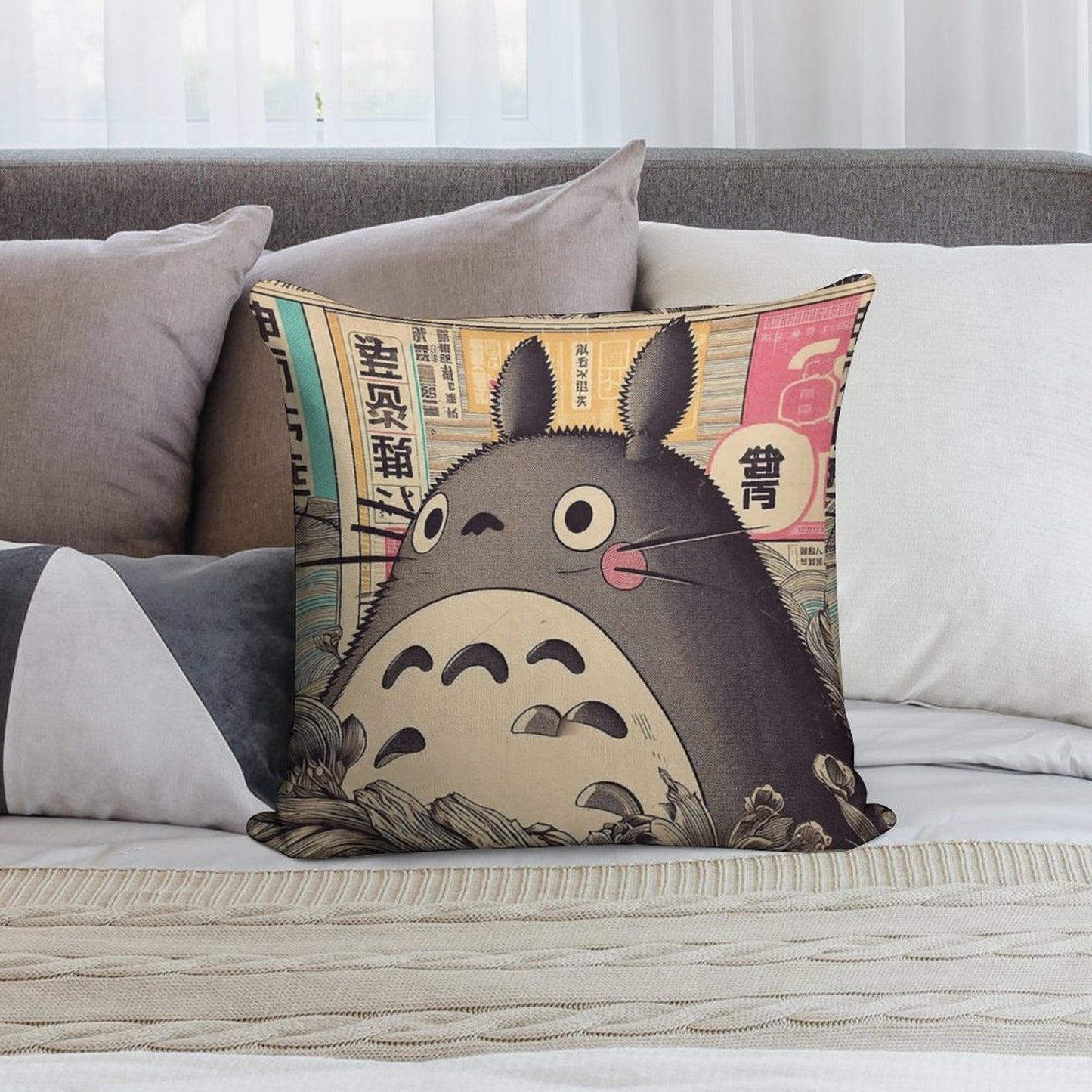 Vintage Japanese Poster Japanese Icon with Retro Charm Soft Skin-Friendly Throw Pillow