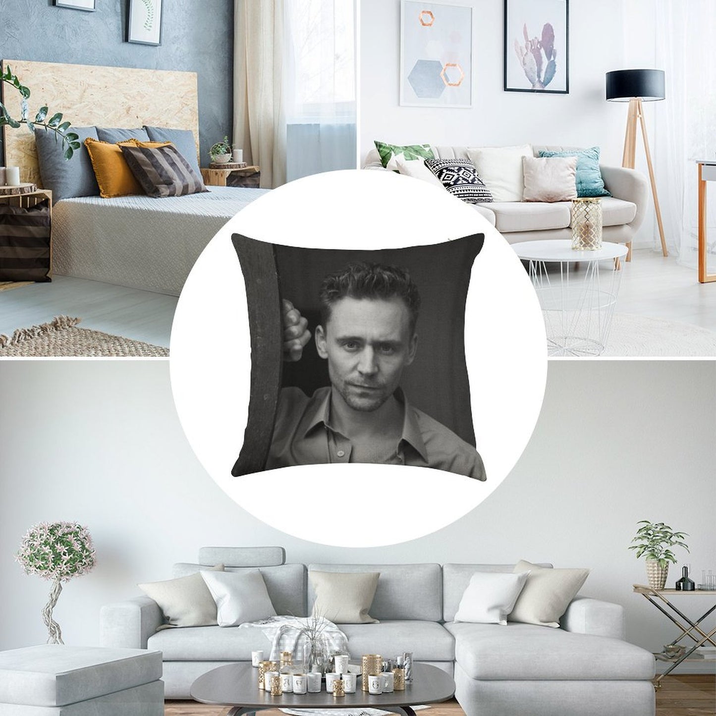 Tom Hiddleston Linen Throw Pillow Cover