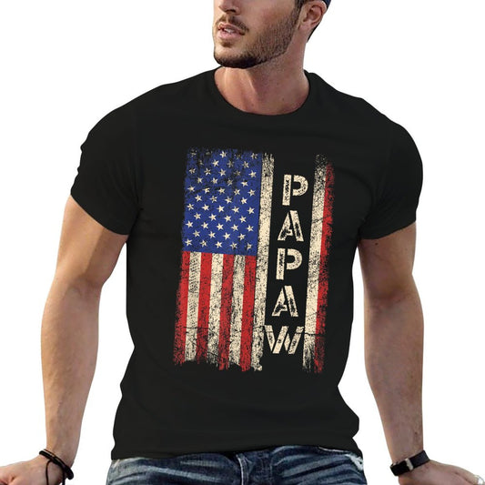 Papaw Grandpa US American Flag Shirt Grandfather Day T-Shirt