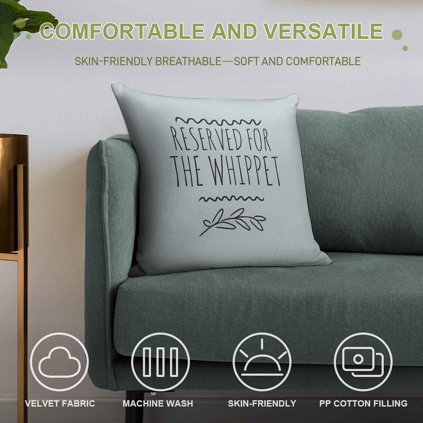 Reserved for The Whippet Soft High-Density Material Throw Pillow