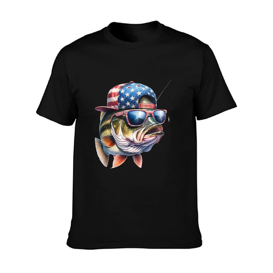 Funny Fishing & Fisherman Gift American Flag T-Shirt