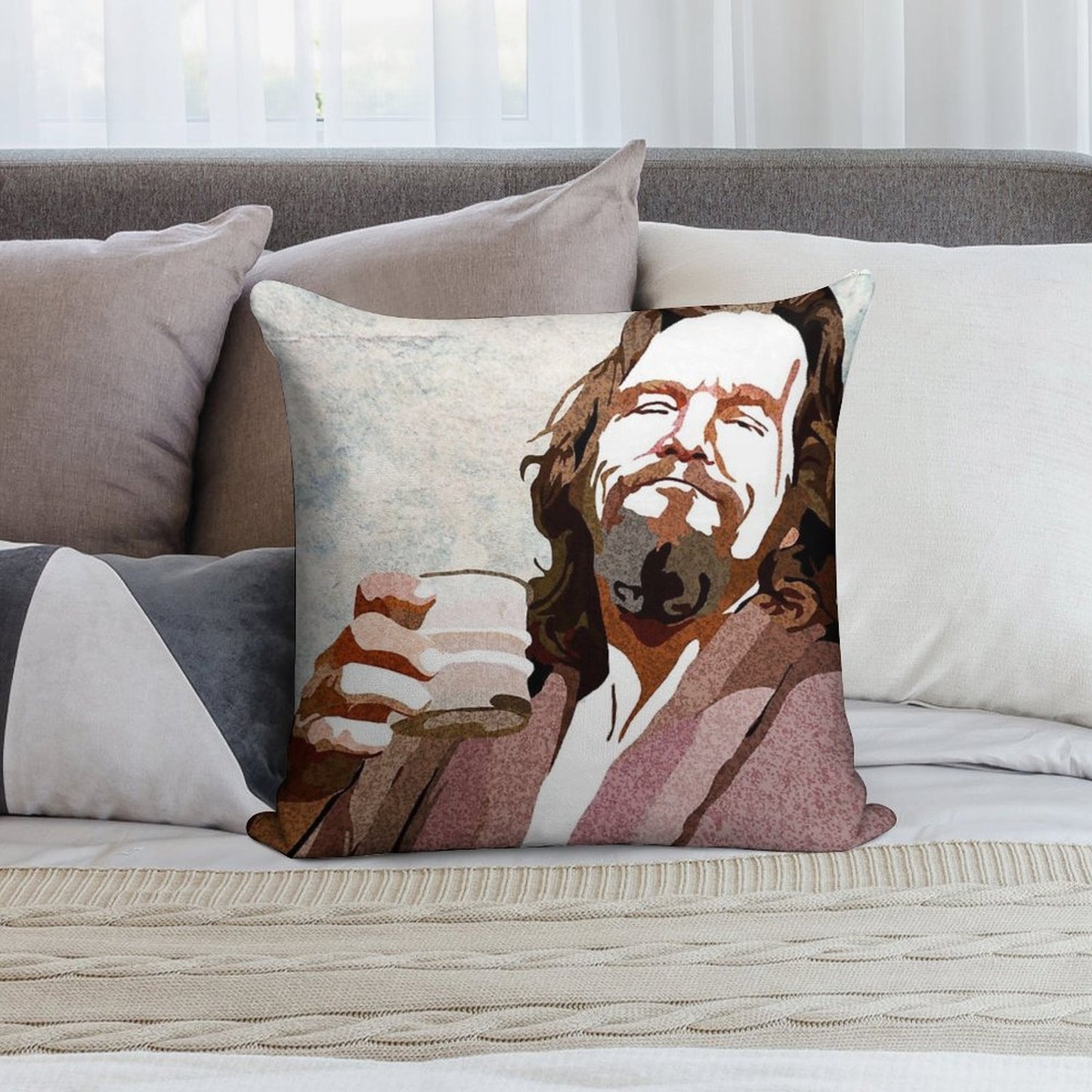 Big Lebowski DUDE Portrait Soft Anti-Pilling Throw Pillow