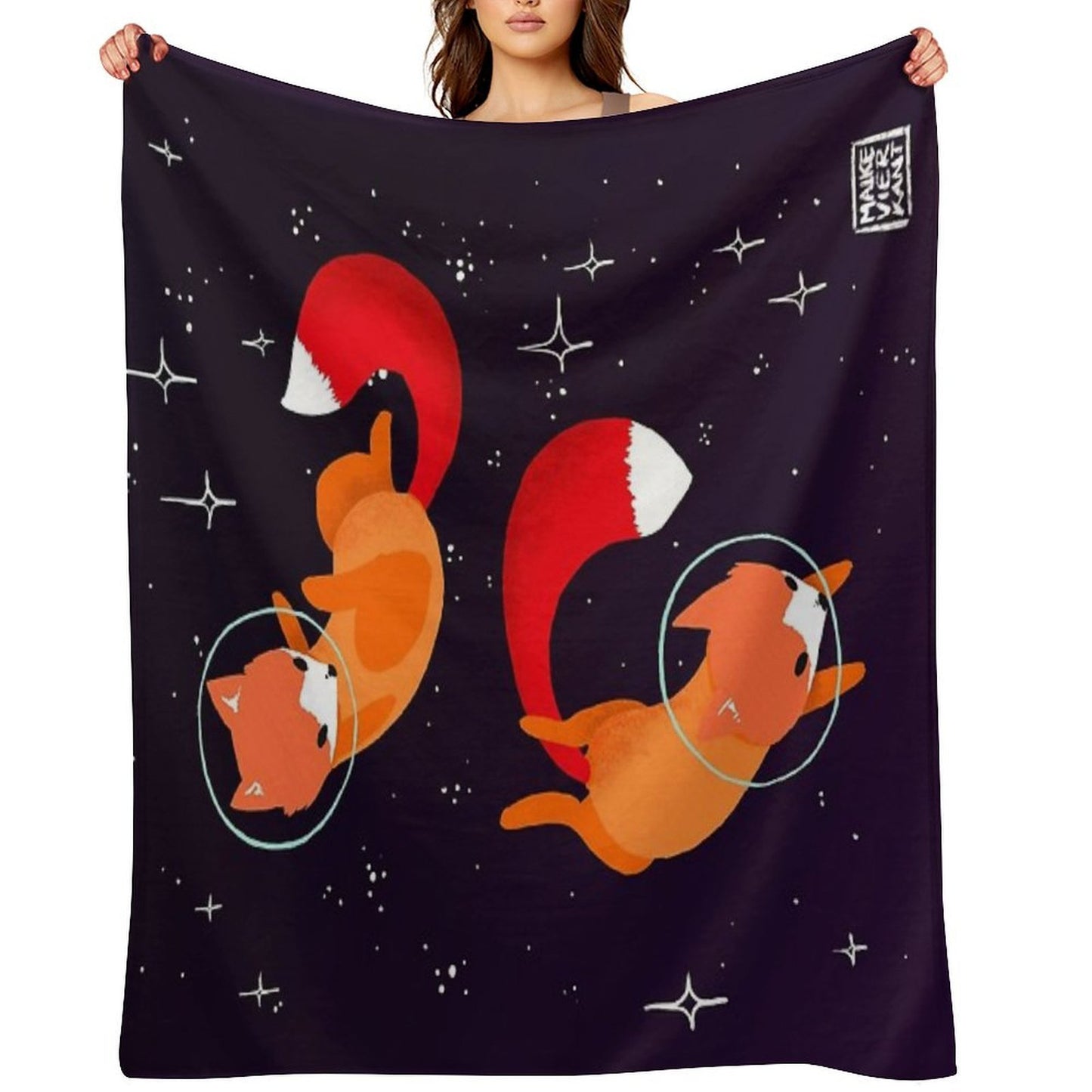 Space Foxes Throw Blanket
