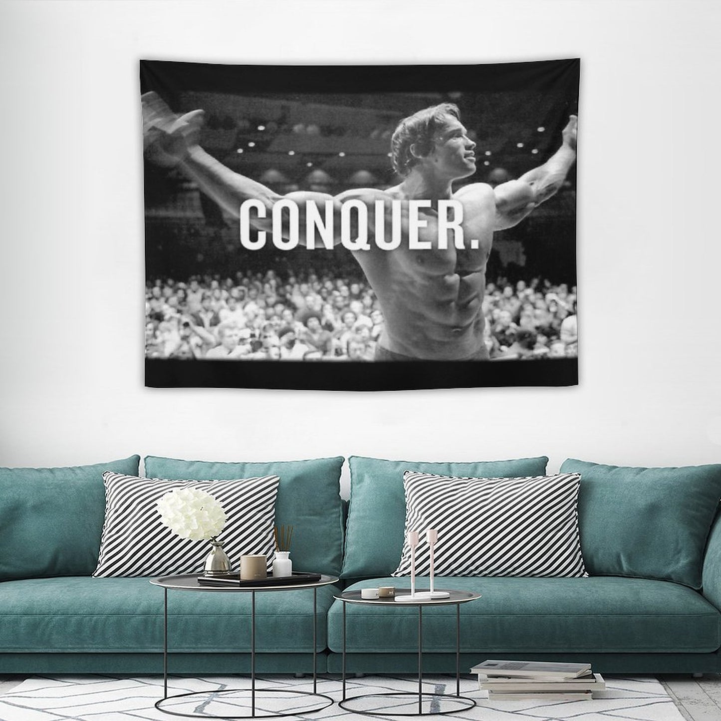 Arnold Schwarzenegger Conquer Tapestry