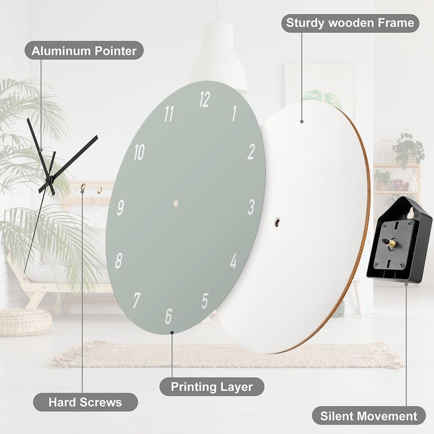 Clock Numbers Ash Wall Clock