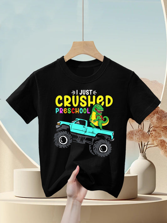 Kids I Just Crushed Preschool Graduation Toddler Boy Trex Kids T-Shirt