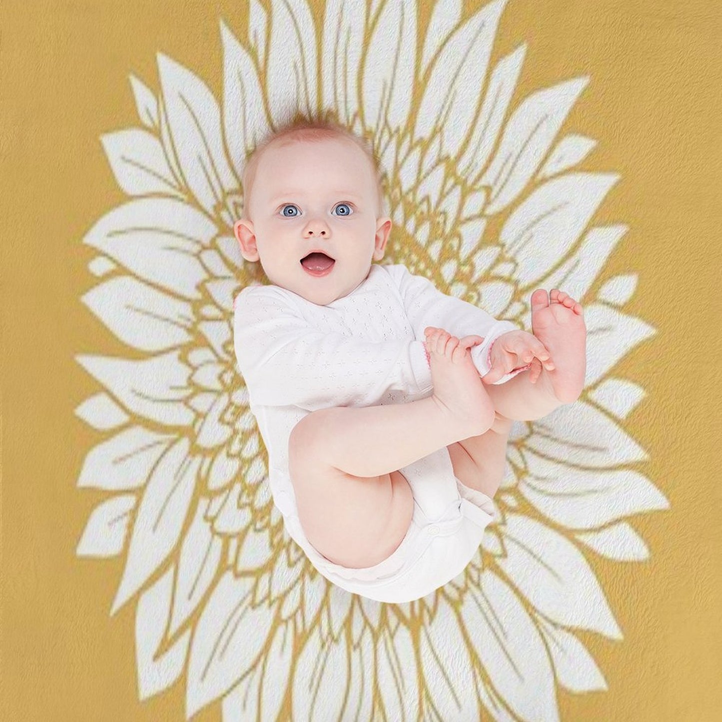 Yellow Flower Drawing Tapestry Throw Blanket