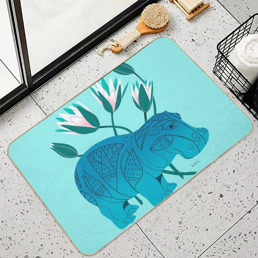 Faience Hippo - Floral Artefacts Bath Mat