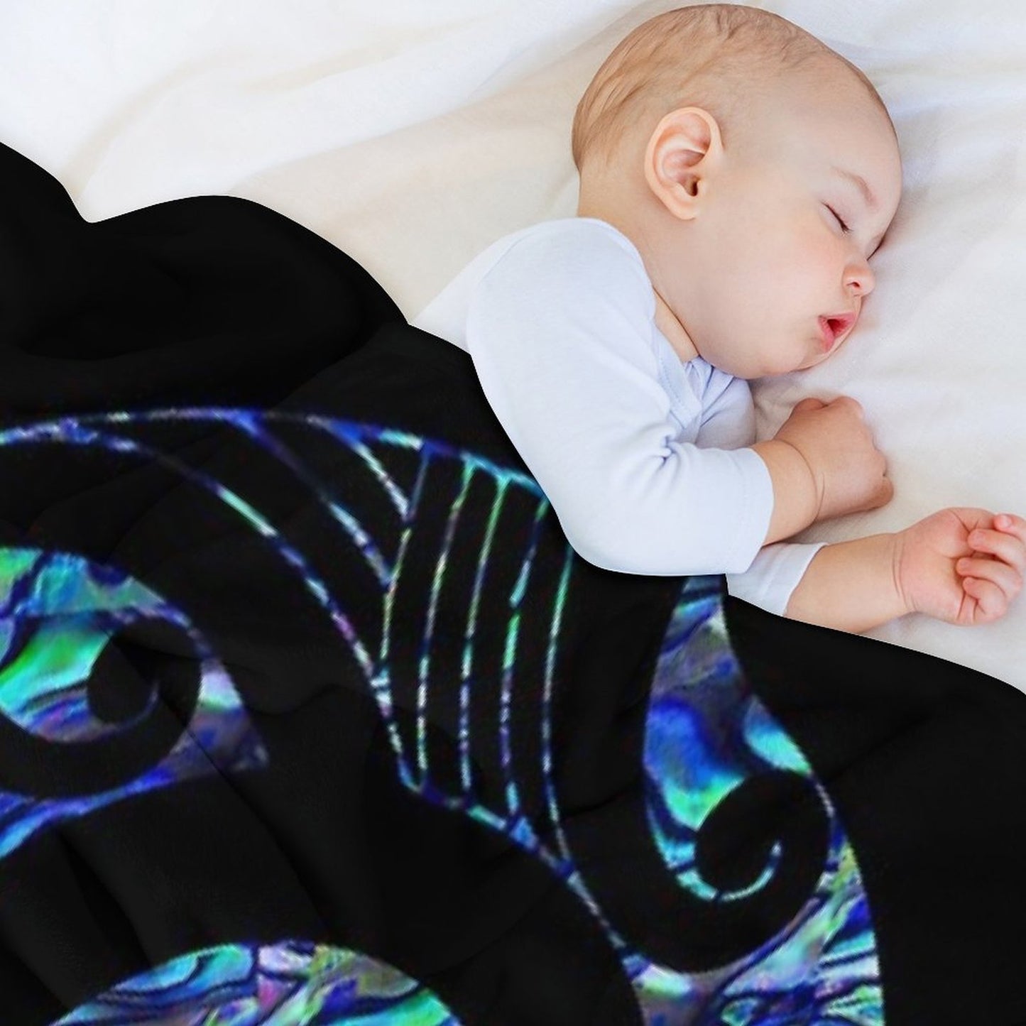 New Zealand Māori Paua Tattoo Koru Design Throw Blanket