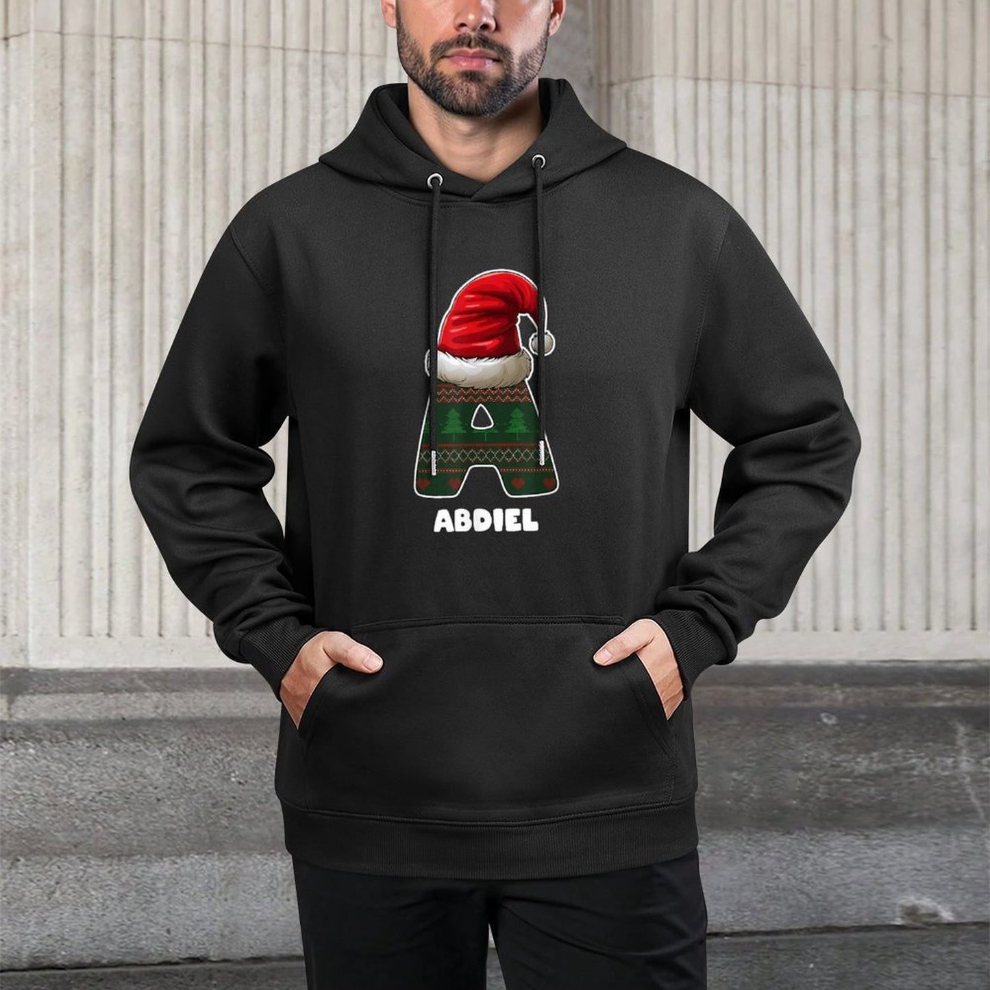 Christmas Letter A First Name Abdiel Machine Washable Hoodie