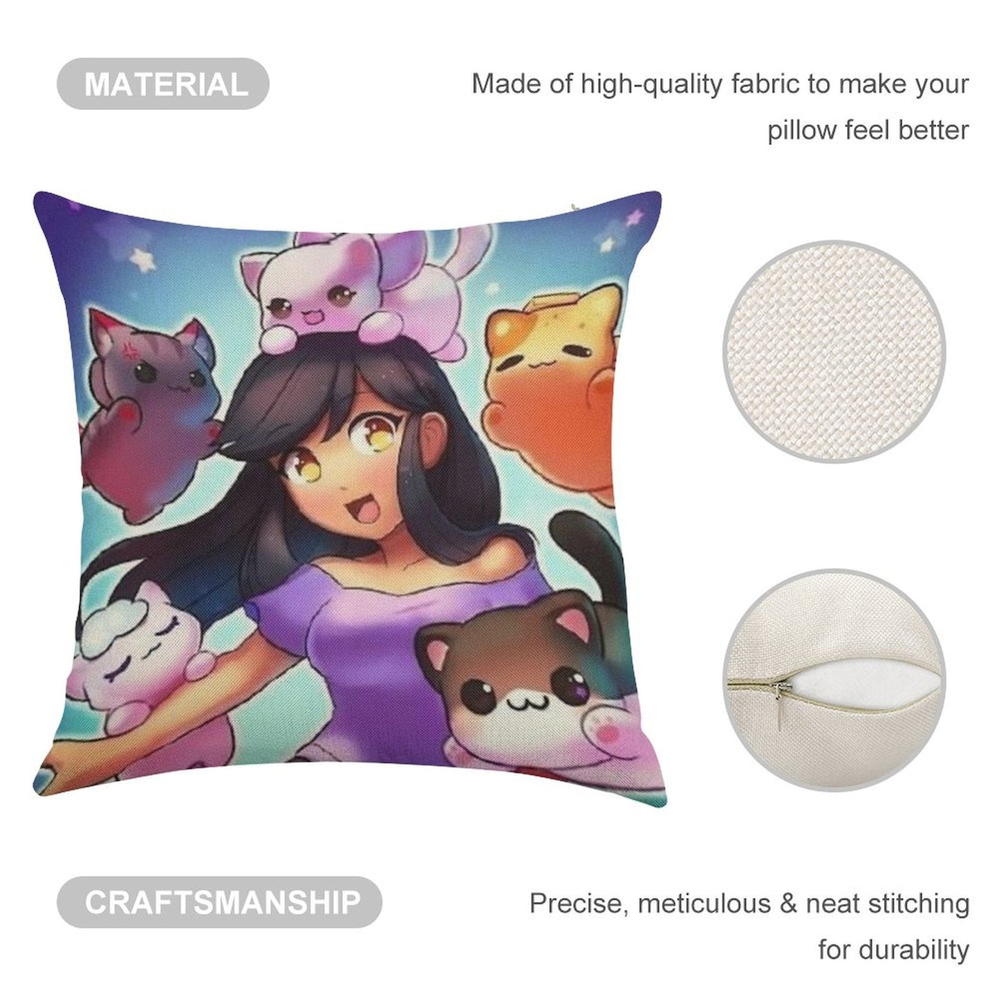 Aphmau Linen Throw Pillow Cover