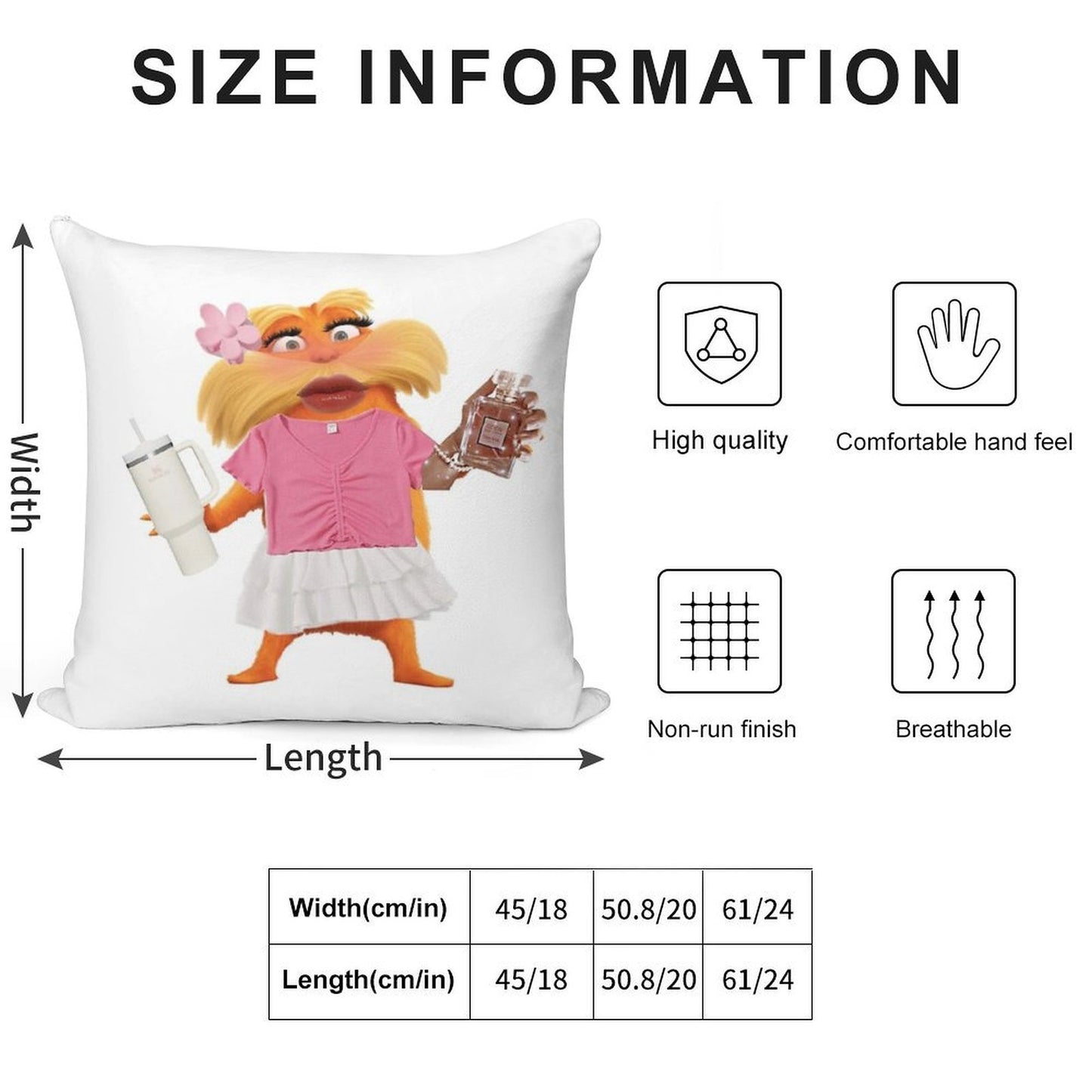Preppy Lorax Soft Home Decor Throw Pillow