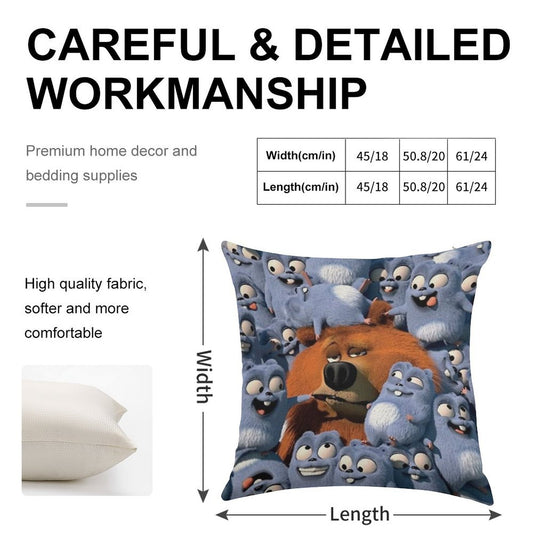 Grizzy And The Lemmings Linen Throw Pillow Cover