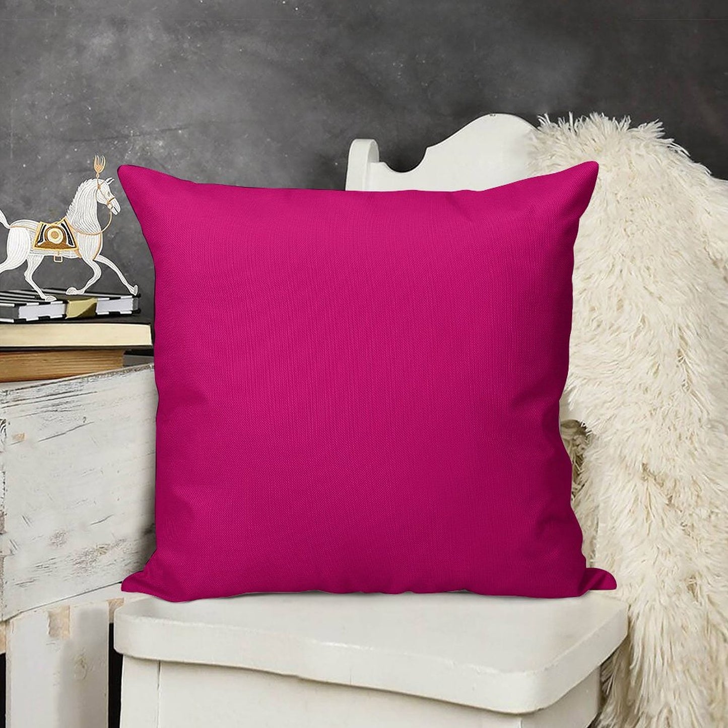 Hot Pink Fuchsia Solid Color Decor Linen Throw Pillow Cover