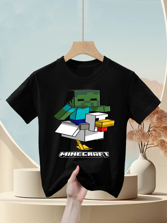 Minecraft Chicken Jockey Aiming To Attack Kids T-Shirt