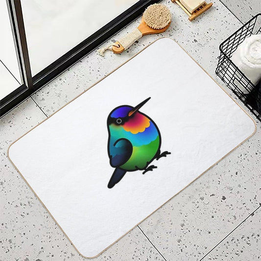 Chubby Fiery-throated Hummingbird Stain-Proof Bath Mat