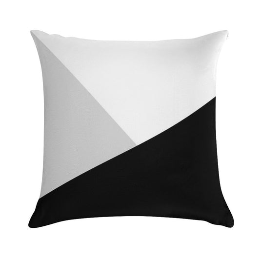 Monochromatic Black White Gray Color Block Soft Fade-Resistant Throw Pillow