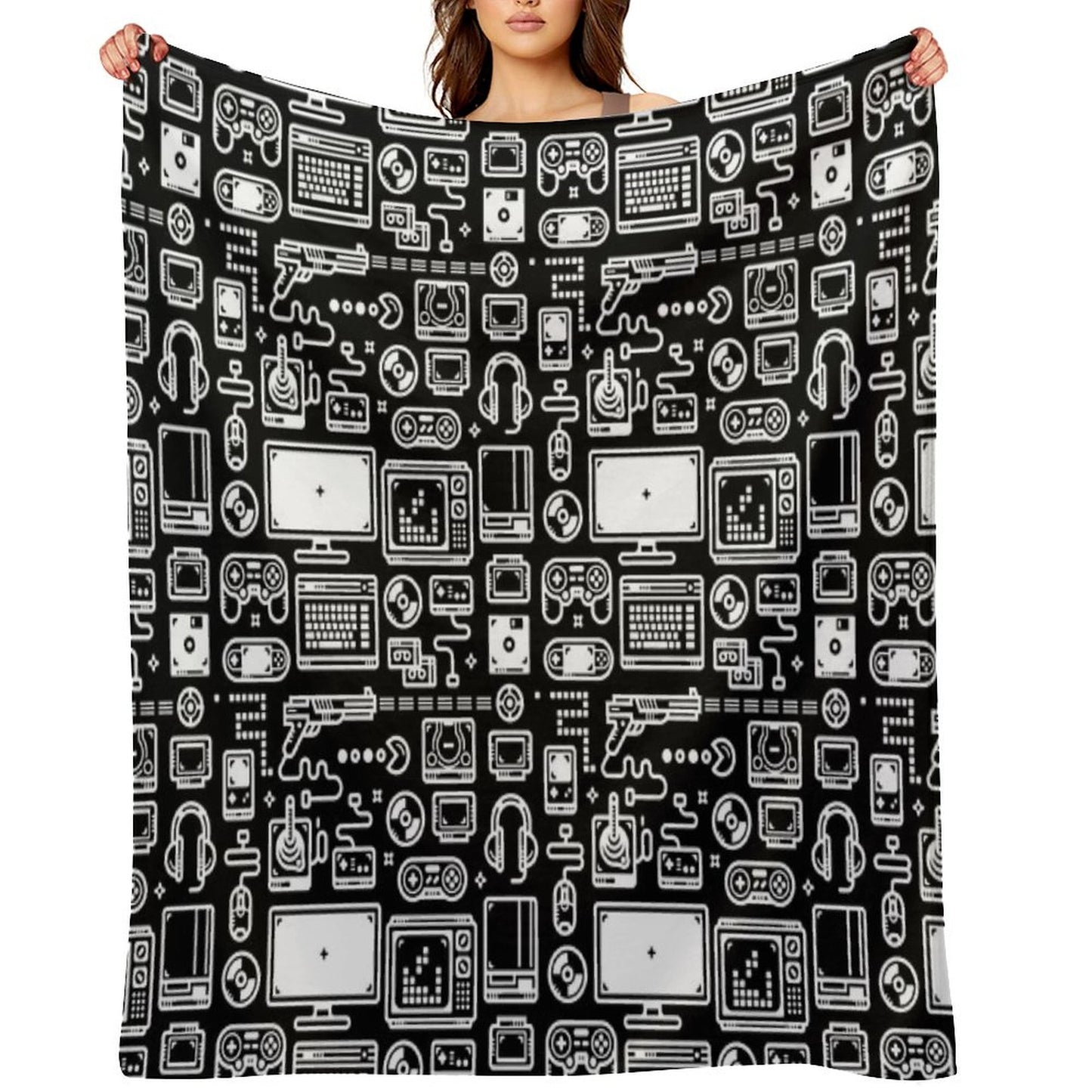 Retro Gamer Video Game Consoles, PC's, Controllers, Joysticks And Gamepads Throw Blanket