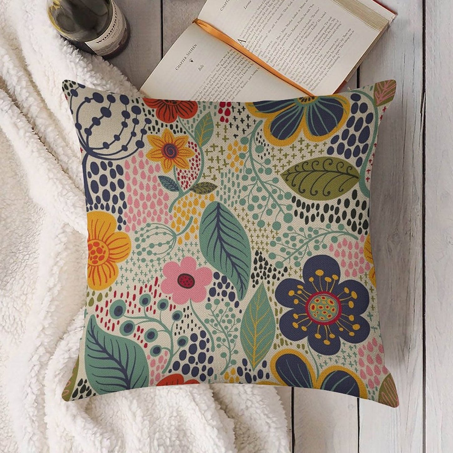 Secret Garden Linen Throw Pillow Cover