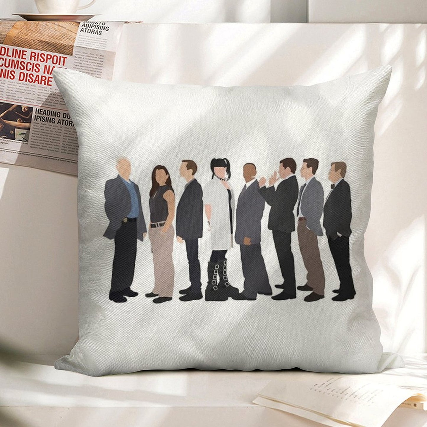 NCIS Cast Drawing Linen Throw Pillow Cover