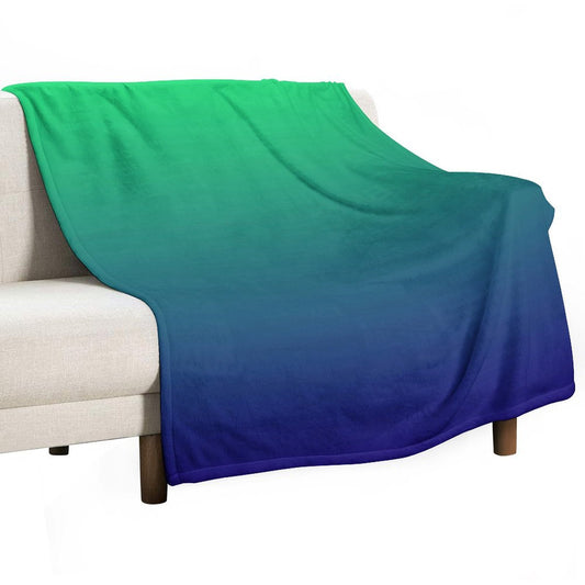 Color Shift - Light Green to Dark Blue Throw Blanket