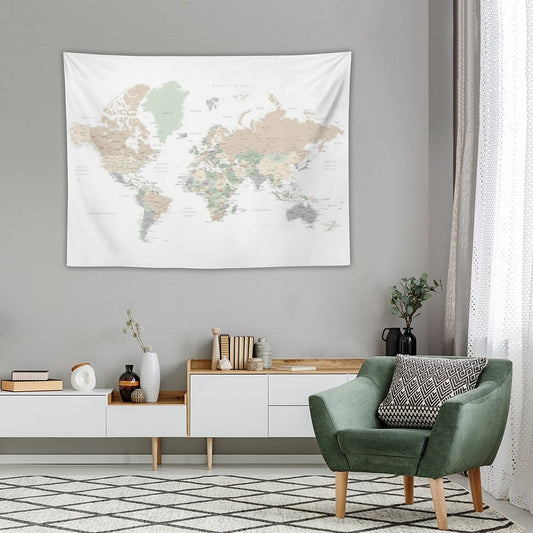 Detailed World Map with Cities, Anouk Tapestry