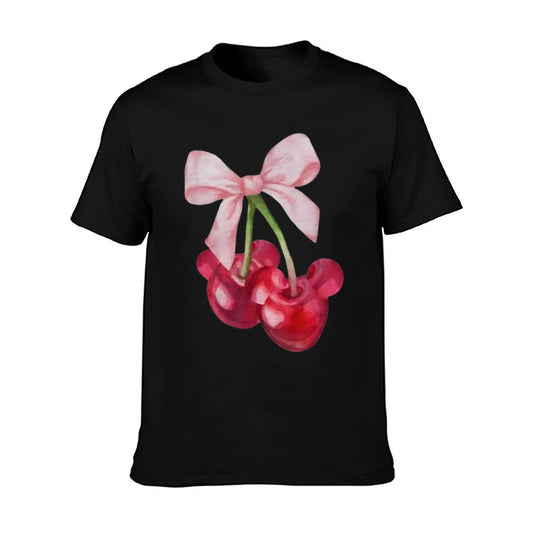 Retro Cute Mouse Ears Cherry Bow Coquette Womens T-Shirt