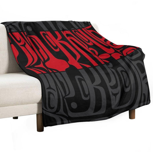 Bentwood Box - Red, Black, Grey Throw Blanket