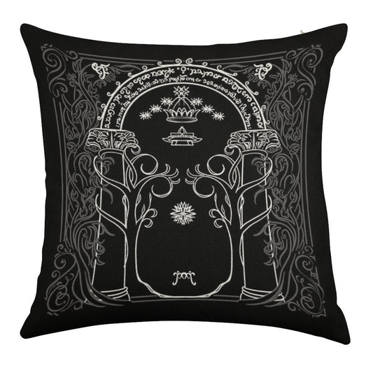 Mountain Door in The Style of J.R.R.Tolkien Linen Throw Pillow Cover