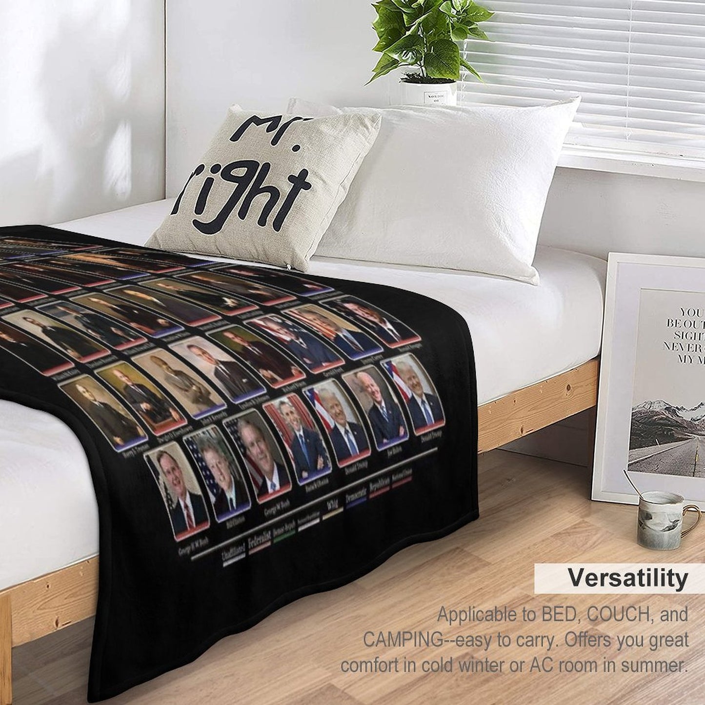 47 Presidents of The United States List (Updated - Including Trump) Throw Blanket
