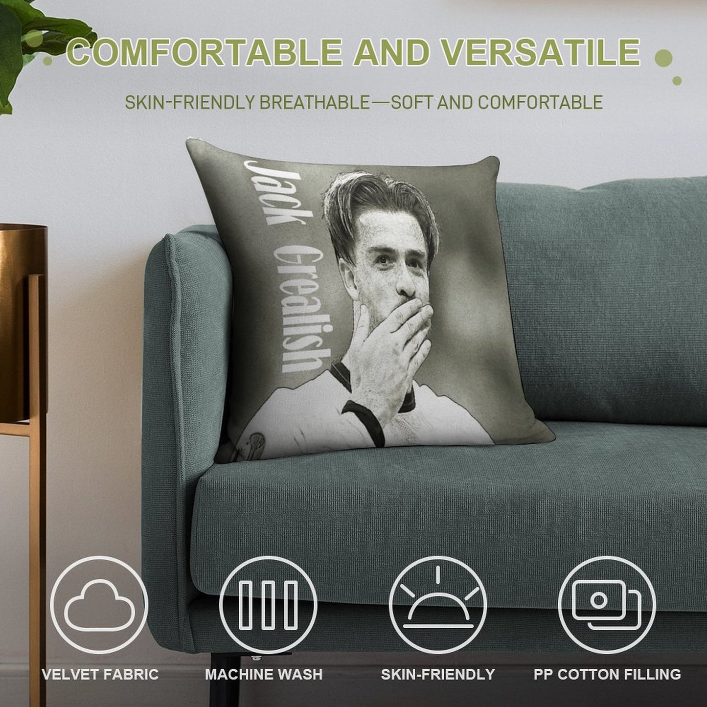Jack Grealish Soft Durable Construction Throw Pillow