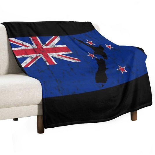 New Zealand Flag Silhouette Throw Blanket