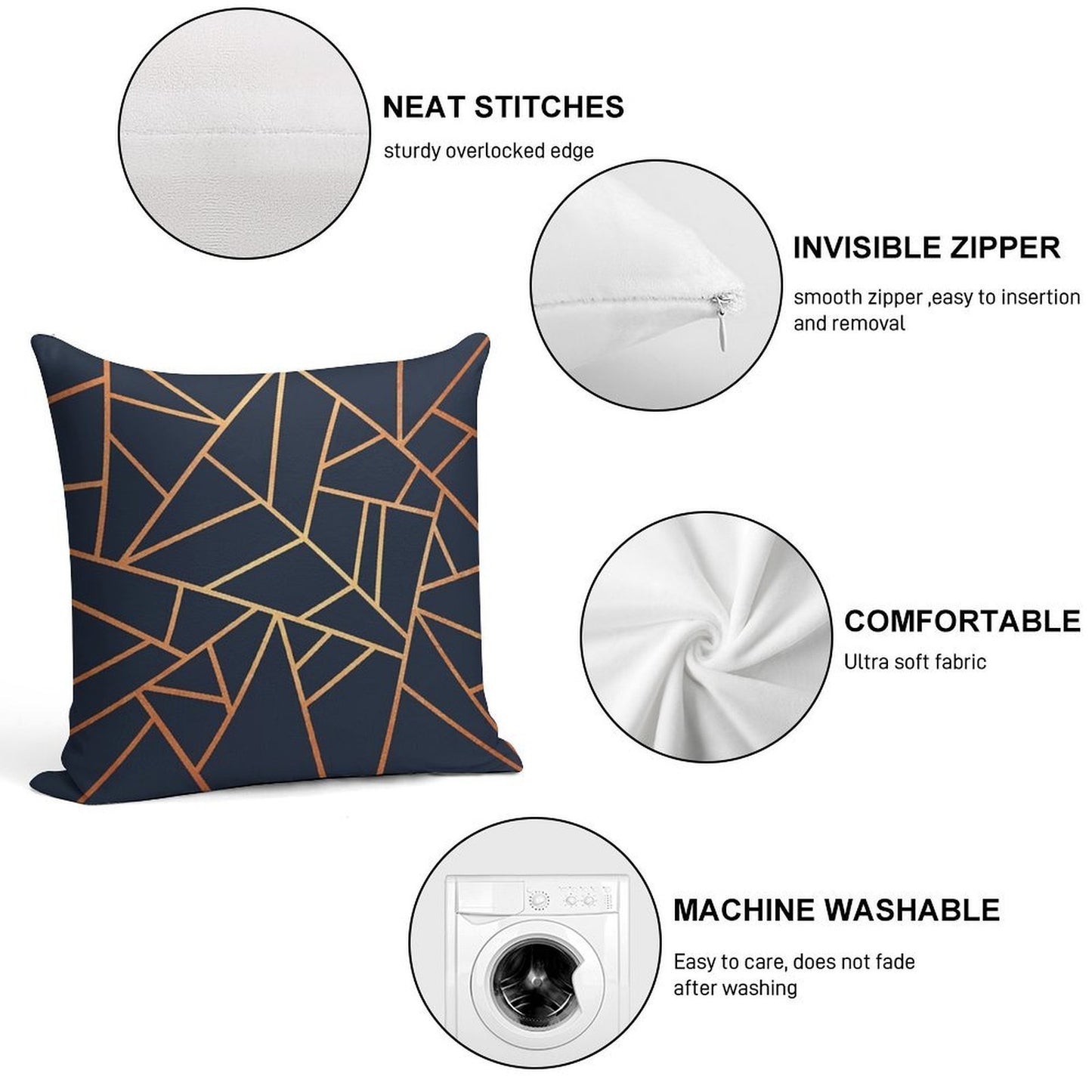 Copper And Midnight Navy Soft Bedroom Essential Throw Pillow