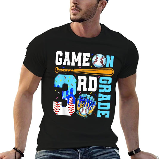 3rd Grade Back To School Baseball Drip Ice Cream Game On Lightweight T-Shirt