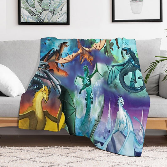 Wing of Fire All Dragon Pattern Background Throw Blanket