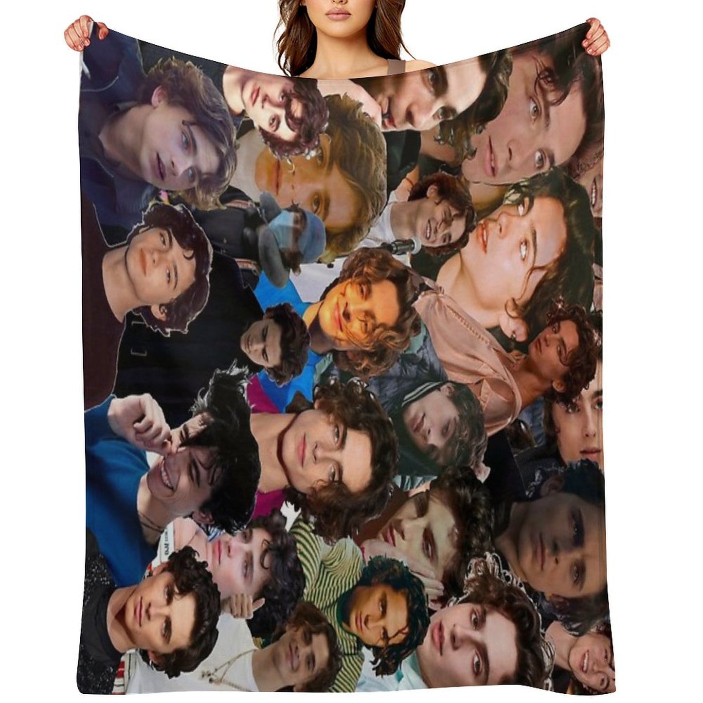 Timothée Chalamet Photo Collage Throw Blanket