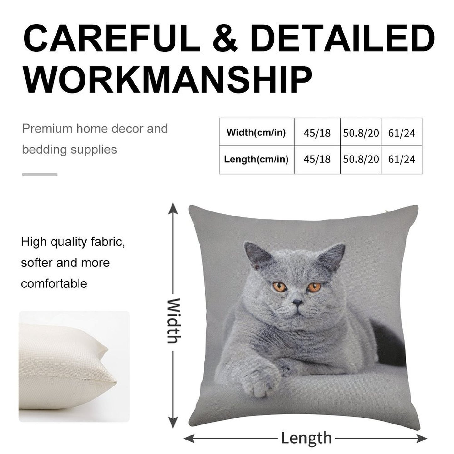 British Shorthair Cat Portrait Linen Throw Pillow Cover
