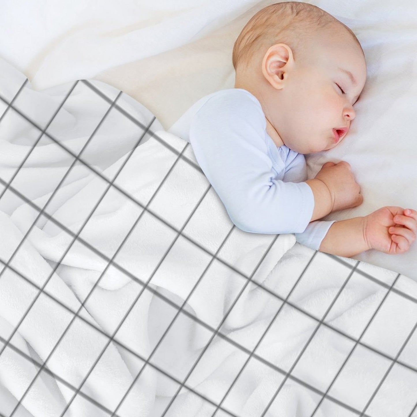 Grid White Gray Throw Blanket